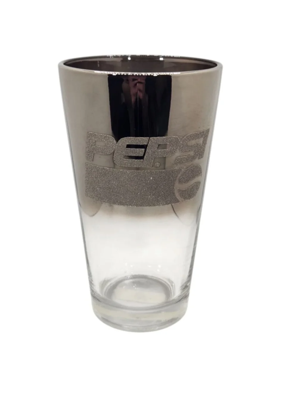 Vintage Pepsi Pint Glass 16oz Silver Ombre Frosted Logo Tumbler Barware Retro